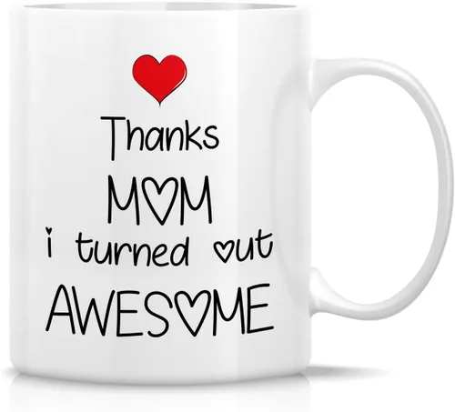 Vista 27 de Retreez - Taza divertida con texto en inglés "Mum Well Done I'm Awesome", 325 ml, tazas de café de cerámica, mensaje divertido, sarcástico