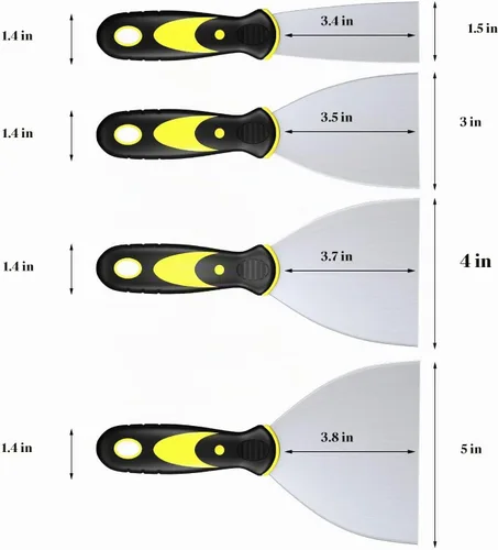Vista 3 de DEKEones Raspadores de masilla, cuchillo de espiga, herramienta raspadora de metal para acabado de paneles de yeso, raspado de yeso, calcomanías