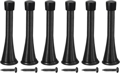 Vista 11 de uxcell 6 topes de puerta de resorte, tope de puerta flexible de 3-3/4 pulgadas con parachoques de goma y tornillos para proteger la parte inferior