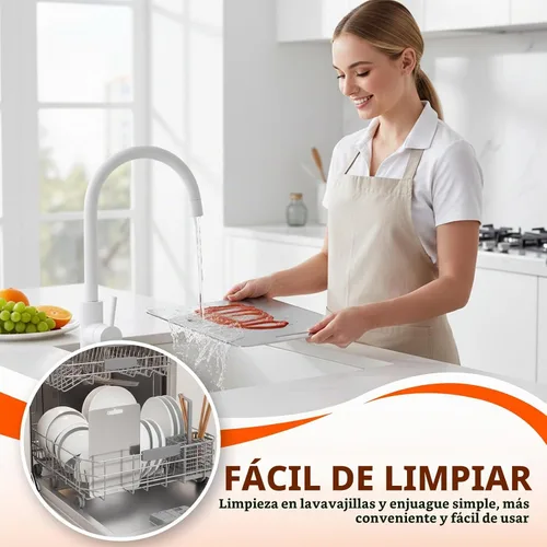 Vista 3 de Tablas de cortar de titanio 100% puro para cocina, tabla de cortar de doble cara de grado alimenticio, borde liso sin daño, ahorro de espacio, apto