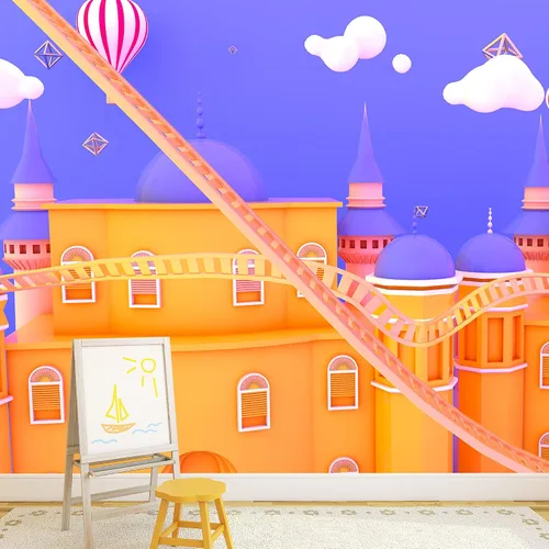 Vista 20 de IDEA4WALL Adhesivo mural removible para pared, diseño de castillo mágico de nieve y ciencia ficción, arte moderno, paisaje decorativo para sala