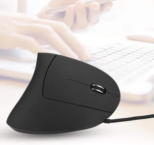Vista 8 de Ratón ergonómico con cable, ratón óptico vertical para juegos de 3200 ppp, mouse vertical óptico ergonómico ajustable 6D con LED adecuado para PC