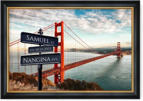 Vista 119 de IPIC - Personalized Framed Canvas with Custom Street Sign in Boston Personalized Street Signs with Names, Custom Canvas Print, Boston Sunset