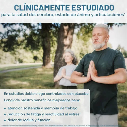 Vista 5 de Longvida - Curcumina optimizada de 500 mg, ultra biodisponible y acción sostenida, vegana, 30 cápsulas