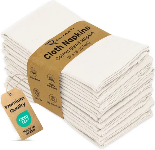 Vista 49 de Ruvanti - Juego de 4 servilletas de tela de 45x45 centímetros, lavables, suaves, duraderas, absorbentes, mezcla de algodón. Servilletas de mesa