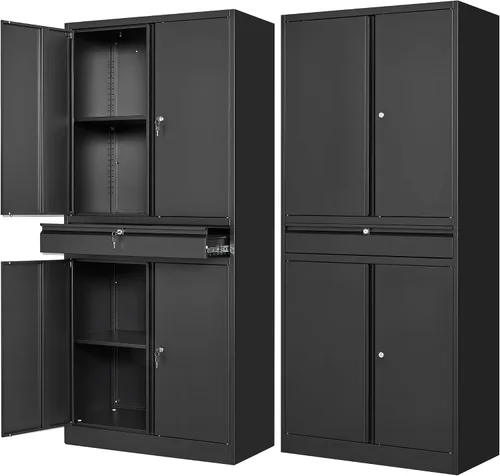Vista 11 de Letaya Gabinetes de almacenamiento de garaje de metal con ruedas,Gabinete Negro