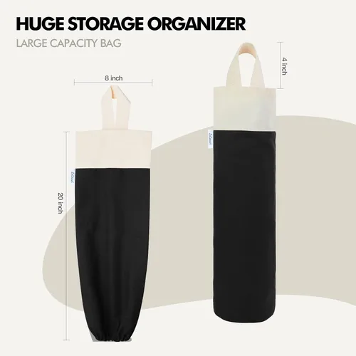 Vista 2 de Soporte para bolsas de plástico, soporte de pared para almacenamiento de bolsas de plástico, organizador de bolsas de basura de algodón, dispensador
