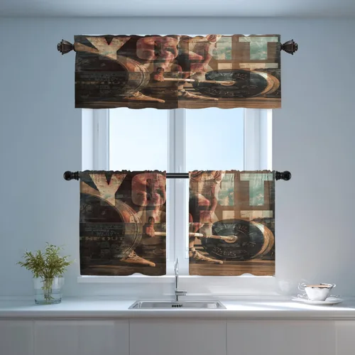 Vista 304 de Shrahala Orange Autumn Autumn Blackout Curtain Tiers, Fall Kitchen Valance Light Blocking Tier Drapes with Rod Pocket, 2 Pack 26 X 24 in
