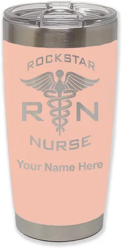 Vista 30 de LaserGram RN Rockstar - Vaso aislado al vacío de 20 onzas, grabado personalizado incluido (negro)