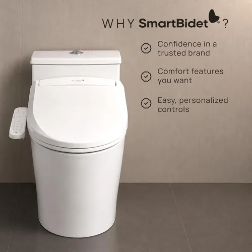 Vista 4 de SmartBidet SB-2000 Asiento de bidé eléctrico - Asiento para inodoro climatizado con secador de aire caliente y funciones de lavado con control