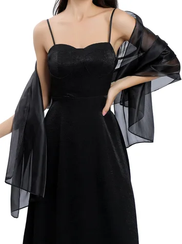 Vista 3 de EASEDAILY Chales y envolturas para vestidos de noche para mujer, bufanda de boda brillante, estola de novia transparente para novia y dama de honor