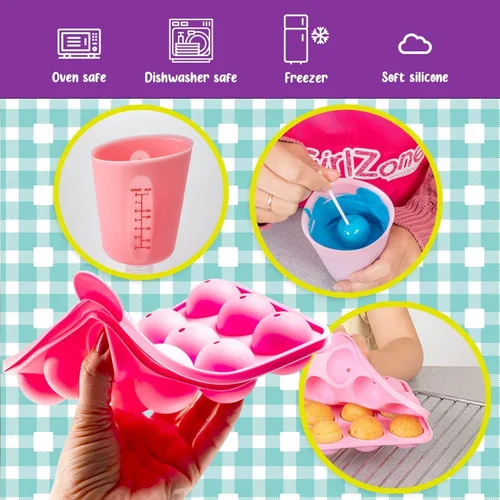 Vista 6 de GirlZone Kit de Cake Pop Craze, juego de hornear para niños de 10 a 12 años con molde para tartas, soporte, bolsas de regalo y bolígrafo decorativo