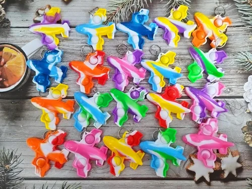 Vista 2 de Paquete de 100 unidades de juguetes para ansiedad de burbujas de arcoíris para niños y niñas, suministros de fiesta de cumpleaños, regalos de premio
