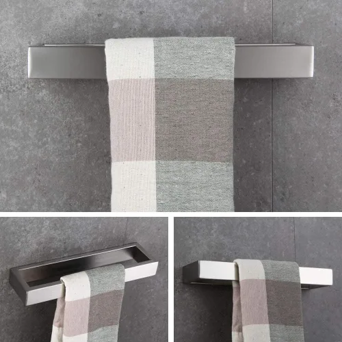 Vista 2 de Toallero de mano SUS 304 de acero inoxidable para baño, cocina, garaje, resistente, montado en la pared, acabado cepillado