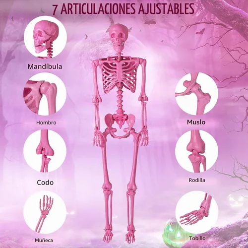 Vista 7 de Tangkula Decoración de esqueleto rosa de tamaño real de 5.2 pies
