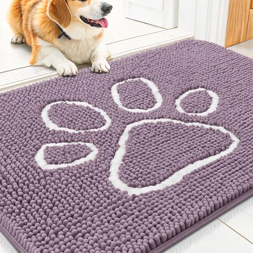 Vista 82 de Smiry Tapete para puerta de perro para patas fangosas, absorbente y Gris y negro