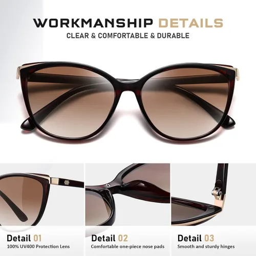 Vista 3 de Gafas de sol de moda ojo de gato para las mujeres moda Cateye UV400 protección gafas CL22017