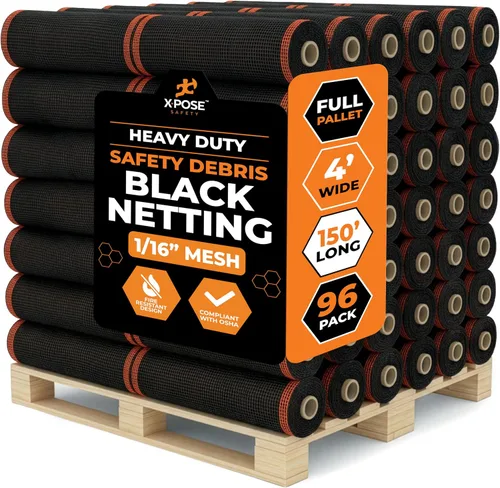Vista 64 de Red de seguridad para construcción Xpose 8.5' x 150', 1/4" Mesh Scaffold Safety Net, Temporary Material Roll, Visibility Fence, Heavy-Duty Fire