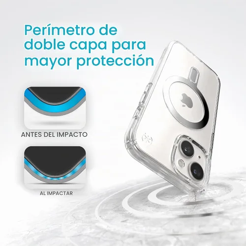 Vista 5 de Speck Funda transparente para iPhone 17e y 15 – ClickLock con bloqueo antideslizante, diseñada para MagSafe, protección contra caídas – para iPhone