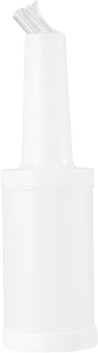 Vista 4 de Restaurantware Botella de plástico de 0.5 cuartos de galón de almacenamiento - con boquilla azul y tapa - Botella de almacenamiento de barra