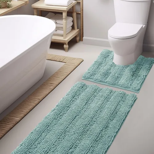 Vista 61 de NICETOWN Tapete negro para baño, antideslizante, suave, absorbente de agua, tapete de bajo perfil para entrada, tapete para vestíbulo, puerta