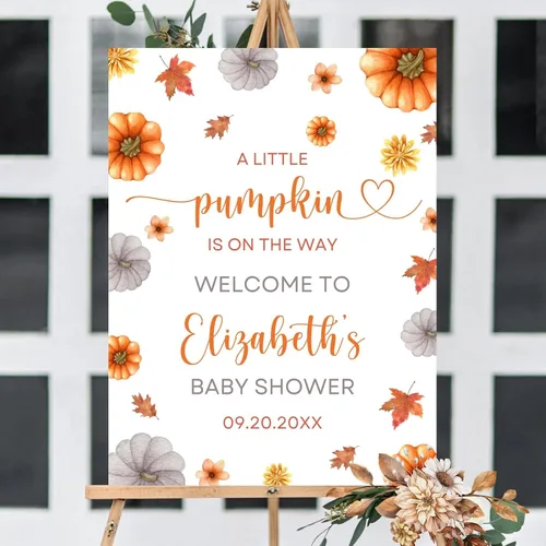 Vista 8 de Letrero de bienvenida de otoño personalizado, decoración de baby shower de calabaza pequeña