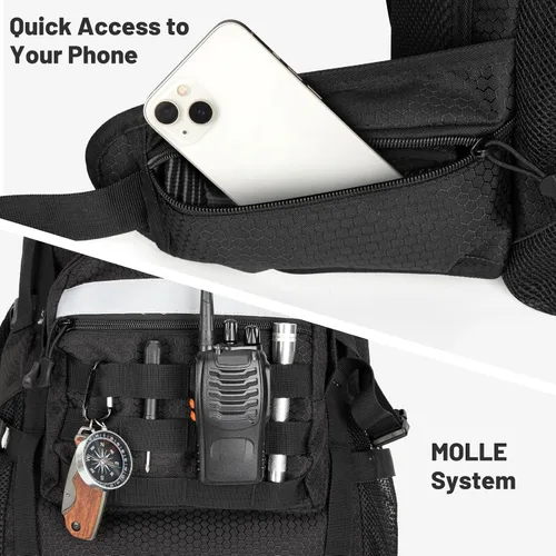 Vista 6 de Jueachy Mochila de senderismo ligera 35L: mochila de camping para hombres y Negro