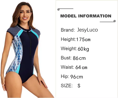 Vista 5 de JesyLuco Traje de baño de una pieza sin mangas para mujer, con cremallera frontal, traje de baño con control de abdomen