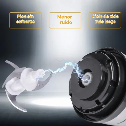 Vista 8 de Picadora eléctrica de alimentos, procesador de alimentos de 5 tazas de Homeleader, molinillo de cuenco de vidrio de 1.2L para carne, verduras
