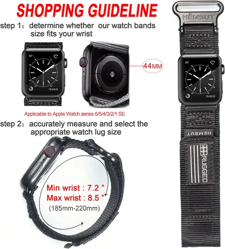 Vista 5 de Hemsut Compatible con Correa de Apple Watch, Correa Deportiva de Nylon Super Resistente con Diseño de Bucle Tejido para iWatch