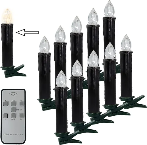 Vista 13 de Velas LED sin llama, 6 velas cónicas blancas con control remoto para decoración de bodas, 4 pulgadas