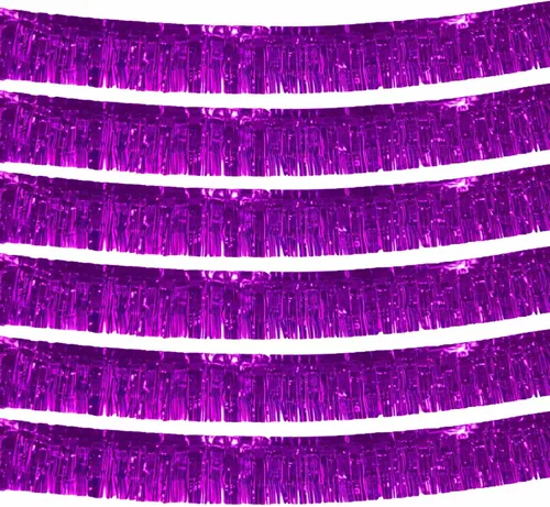 Vista 10 de Paquete de 6 guirnaldas metálicas de oropel – 10 pies de papel de aluminio con flecos para colgar en la pared para flotadores de desfile, boda
