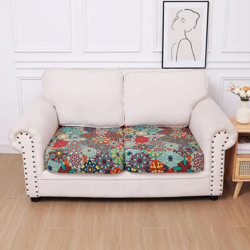 Vista 135 de hyha Fundas de cojín de sofá estampadas, fundas de sofá florales lavables para sofás con 2 cojines, fundas de cojín de patrón elástico para muebles