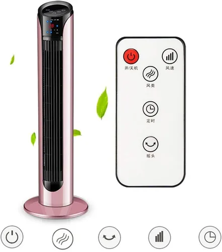 Vista 4 de Tower Fan Leafless Remote Control Timing Floor Vibration Tower Fan Remote Control Design Suitable for Bedroom Living Room Study Rose Gold