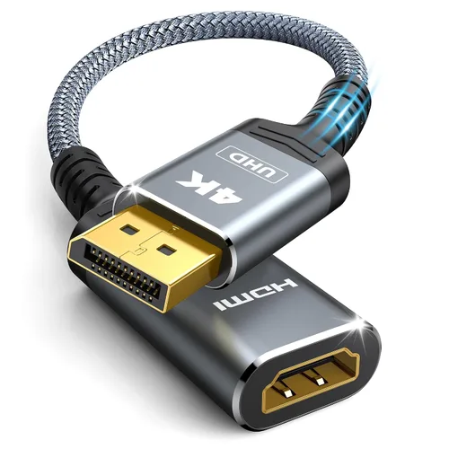 Vista 13 de Highwings Adaptador DisplayPort a HDMI de 4K, Cable Convertidor Adaptador DP a HDMI Unidireccional Macho a Hembra, Adaptador HDMI Compatible