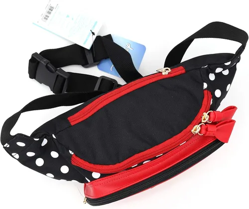 Vista 4 de Cangurera de lunares con cinta de Minnie para mujeres y adolescentes, cinturón ajustable, múltiples estilos, perfecta para viajes y parques