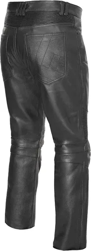 Vista 3 de First Mfg Co - Smarty Pants - Pantalones unisex de cuero negro para motociclista