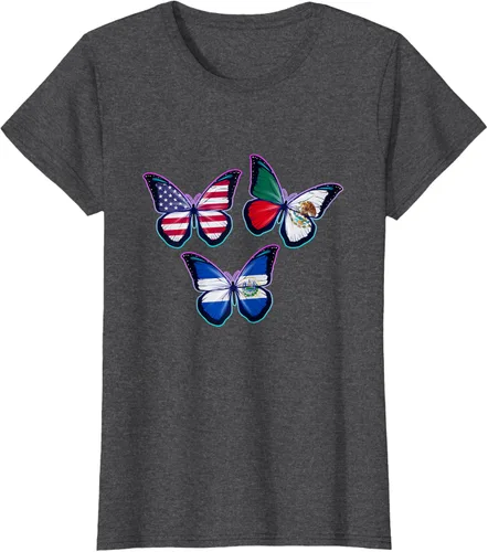 Vista 6 de Multiculti Heritage. Camiseta El Salvador México y Estados Unidos