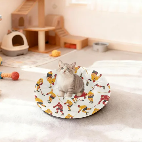 Vista 3 de Pet Dog Bed Removable & Washable Fluffy Kitten Beds for Extra Small Size Pets Sleeping XS Hockey Players Beige