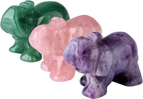 Vista 24 de Decoración de elefante de cuarzo rosa, cristales rosados, piedras curativas, figura de bolsillo, estatua de cristal natural, escultura tallada a