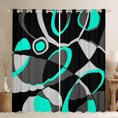 Vista 20 de Feelyou Cortinas de videojuegos negro y gris para niños, dormitorio, música, audífonos, notas, cortinas de ventana, para niños, adolescentes
