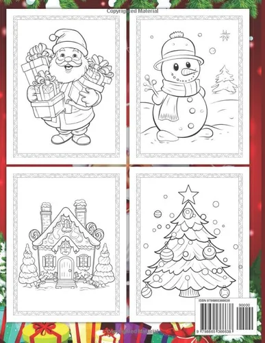 Vista 2 de Christmas Coloring Book For Kids This Coloring Book Features 50+ Very Cute And Easy To Color kids Friendly Santa Claus, Funny Snowman, Reindeer