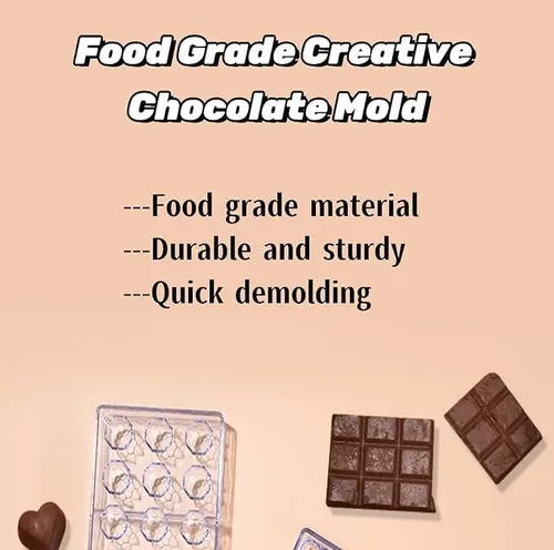 Vista 4 de Molde de chocolate para caramelos, molde para hacer 18 caramelos transparentes en forma de diamante, utilizado para decoración de pasteles caseros