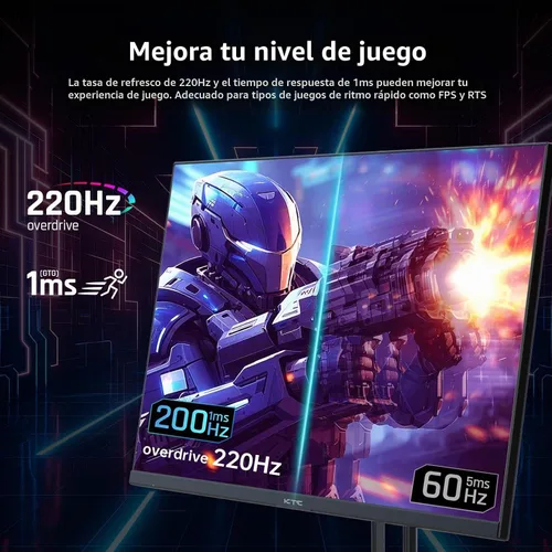 Vista 2 de KTC Monitor para juegos QHD de 27 pulgadas 220Hz, IPS rápido 2K con Blanco