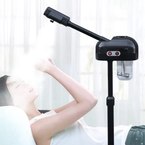 Vista 2 de Vaporizador facial de ozono 2 en 1 con función de niebla caliente, se puede utilizar en casa y salón de belleza, extraer puntos negros, rejuvenecer