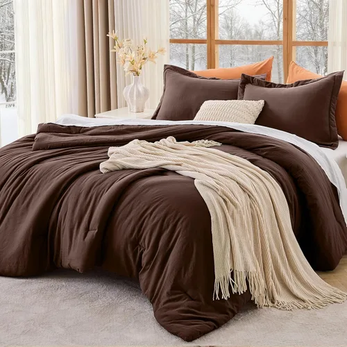 Vista 33 de MUXHOMO Juego de edredón beige tamaño individual/individual XL, ropa de cama alternativa ultrasuave para todas las estaciones. El juego de cama