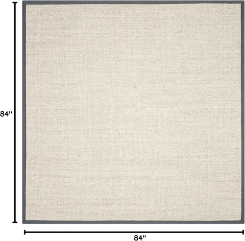 Vista 147 de Alfombra de sisal Safavieh, de color maíz y negro, tejida a mano, de la colección de fibras naturales; 5 x 8 pulgadas, NF441A, Tela, Gris / Gris