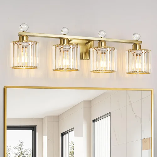 Vista 30 de Lxybcce Moderna lámpara de tocador de baño de cristal, 14 pulgadas, 2 luces, accesorios de luz negra sobre el espejo, fácil instalación e