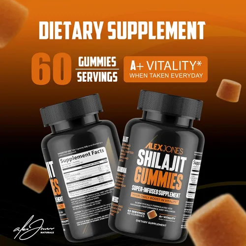 Vista 2 de Paquete de rutina diaria – Gomitas orgánicas Shilajit suplementos energéticos con Ashwagandha (30 unidades) + gotas de azul de ultra metileno 1%
