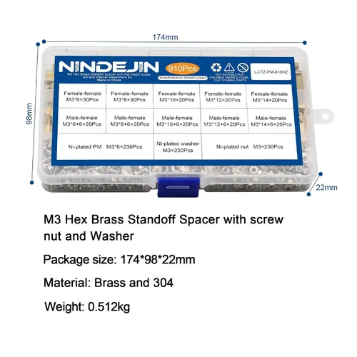Vista 7 de NINDEJIN 910 tornillos de separación de placa base M3, espaciador de separación macho hembra con tornillos para laptop, kit surtido para ensamblaje